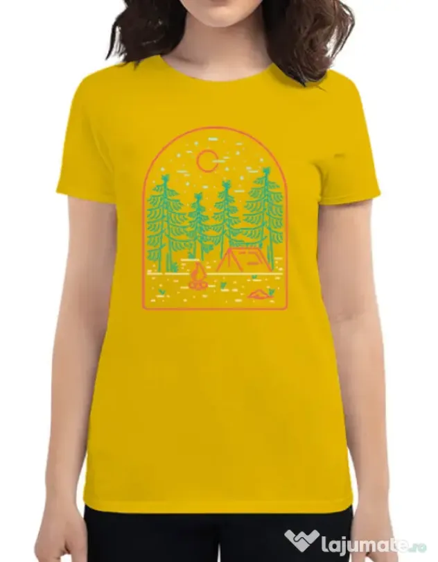 Tricou personalizat dama Camping Galben
