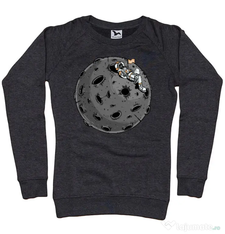 Bluza personalizata dama Chill Astronaut Negru melanj