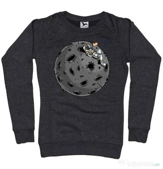 Bluza personalizata dama Chill Astronaut Negru melanj