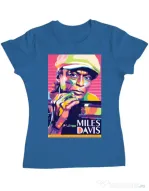 Tricou personalizat dama Miles Davis Albastru azuriu