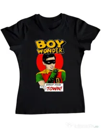 Tricou personalizat dama Boy Wonder Negru