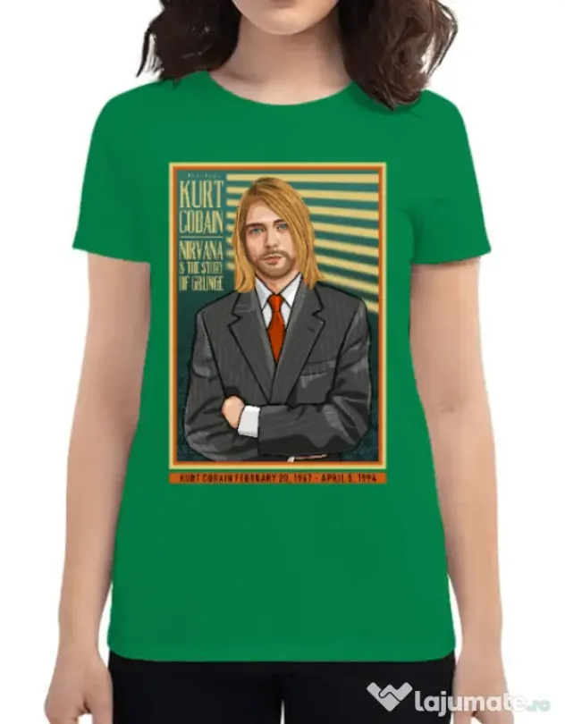 Tricou personalizat dama Kurt Cobain Verde mediu