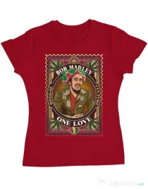 Tricou personalizat dama Bob Marley Rosu