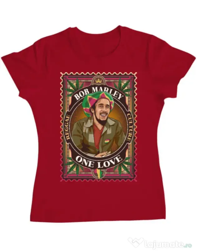 Tricou personalizat dama Bob Marley Rosu