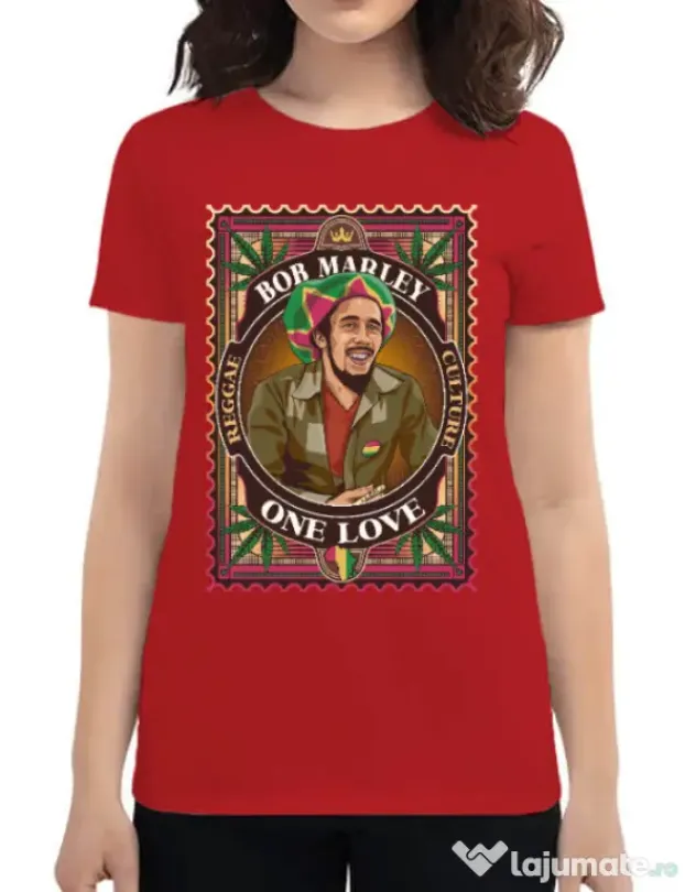Tricou personalizat dama Bob Marley Rosu