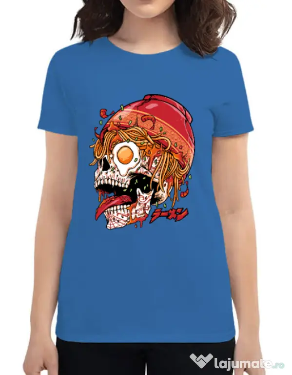 Tricou personalizat dama spicy skull Albastru azuriu