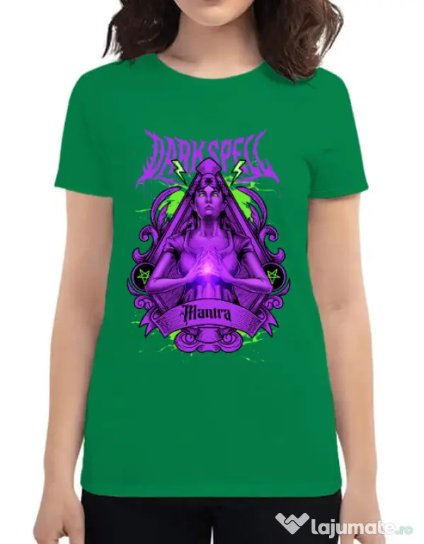 Tricou personalizat dama DARK SPELL Verde mediu