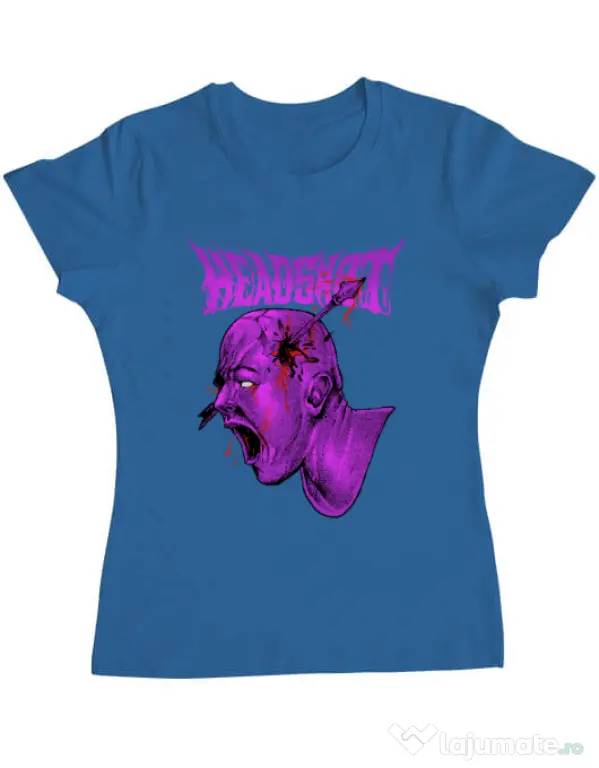 Tricou personalizat dama HEADSHOT Albastru azuriu
