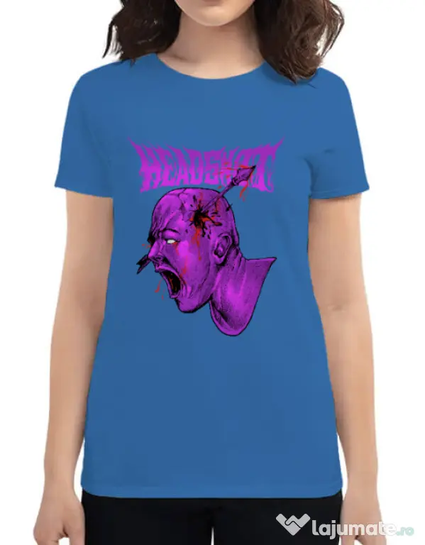 Tricou personalizat dama HEADSHOT Albastru azuriu