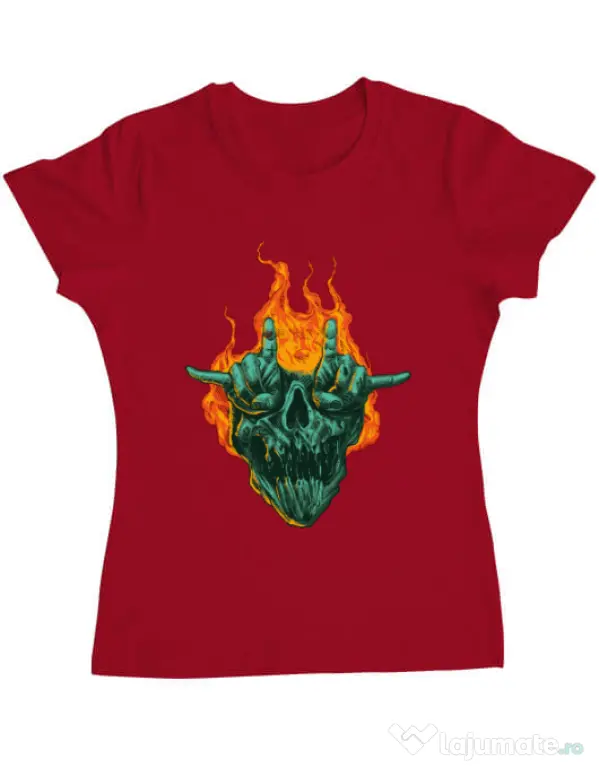 Tricou personalizat dama METAL HEADS Rosu