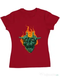 Tricou personalizat dama METAL HEADS Rosu