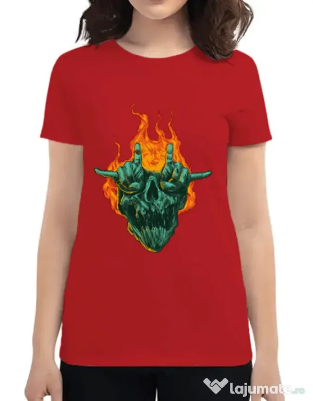 Tricou personalizat dama METAL HEADS Rosu