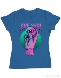 Tricou personalizat dama EYE SEE Albastru azuriu