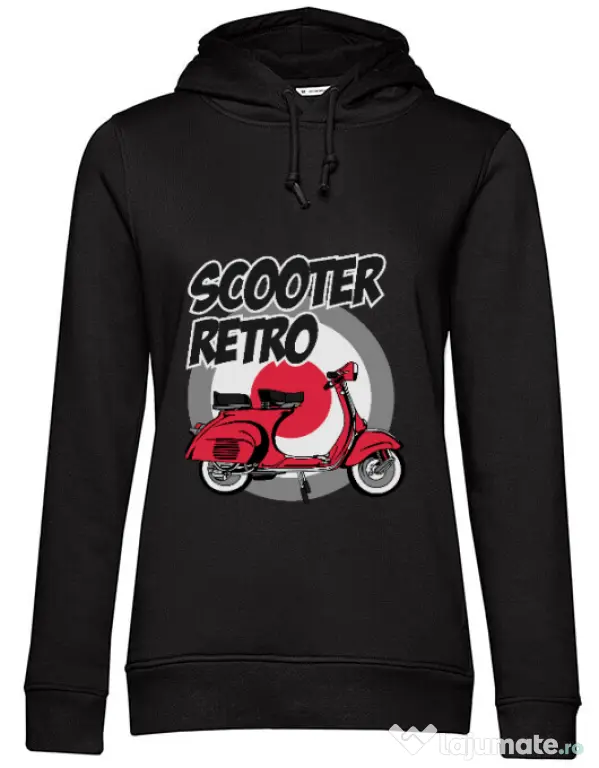 Hanorac dama cu gluga SCOOTER RETRO RED COLOR Negru