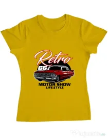 Tricou personalizat dama retro motorshow Galben