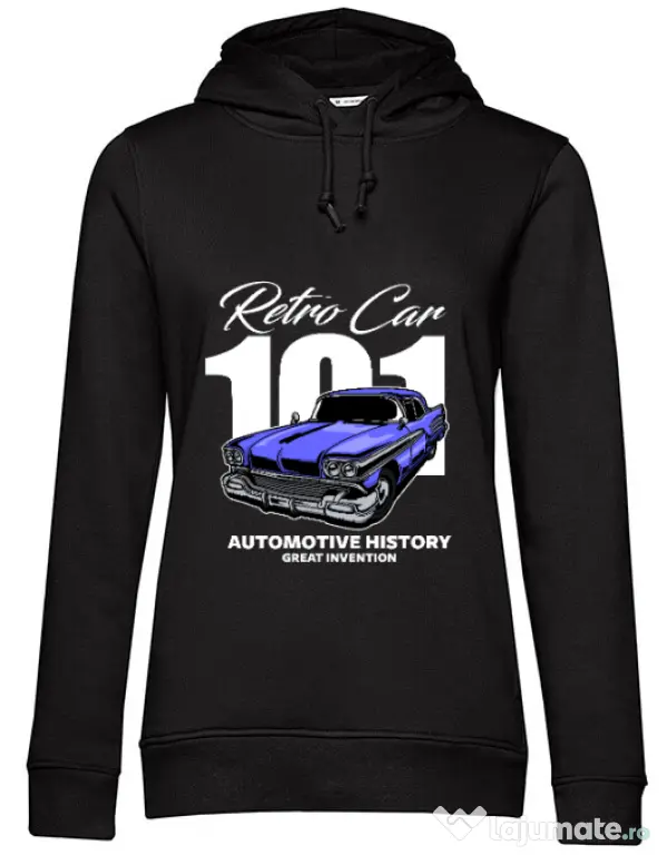 Hanorac dama cu gluga RETRO CAR 101 Negru
