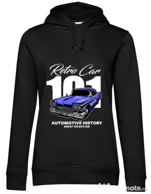 Hanorac dama cu gluga RETRO CAR 101 Negru