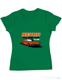 Tricou personalizat dama RETRO CLASSIC CAR CLUB Verde mediu