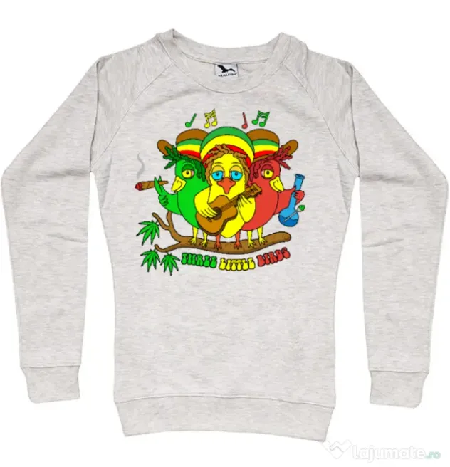 Bluza personalizata dama Three Little Birds Migdala melanj