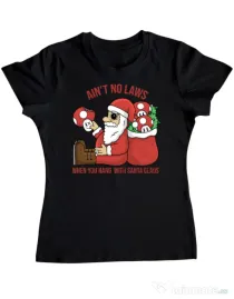 Tricou personalizat dama Stoned Santa Negru