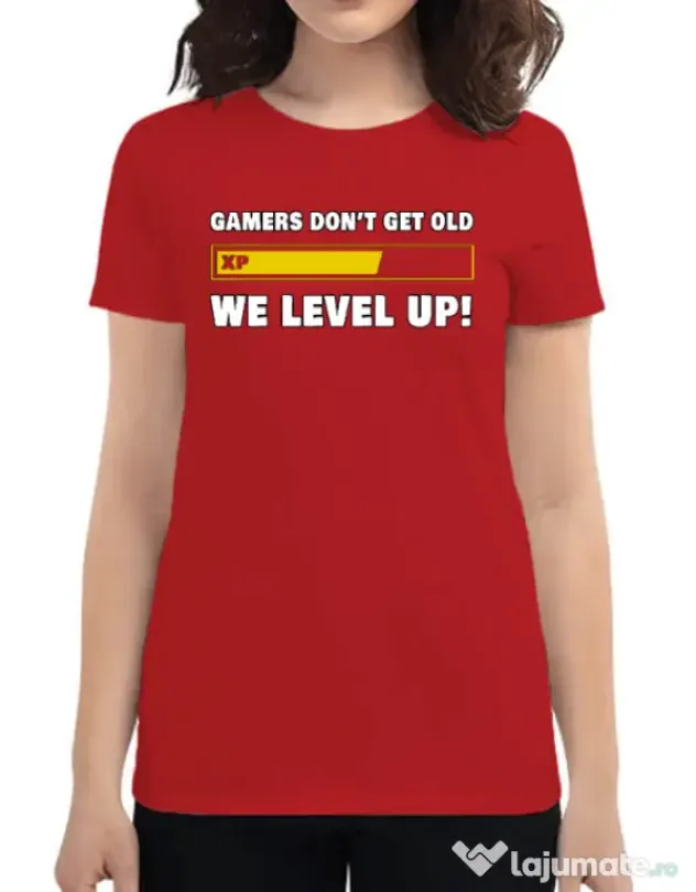 Tricou personalizat dama Gamers don\'t get old - We level up Rosu