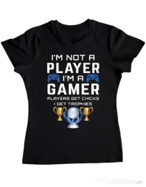Tricou personalizat dama Gamer Not Player - Playstation trophies Negru