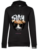 Hanorac dama cu gluga Stay awesome Negru