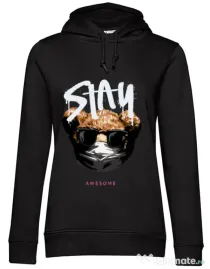 Hanorac dama cu gluga Stay awesome Negru