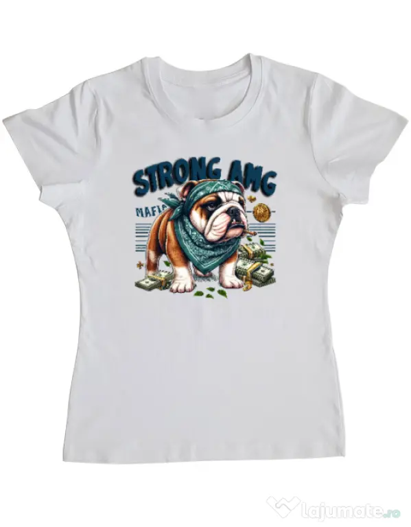 Tricou personalizat dama BULLDOG 09 Alb
