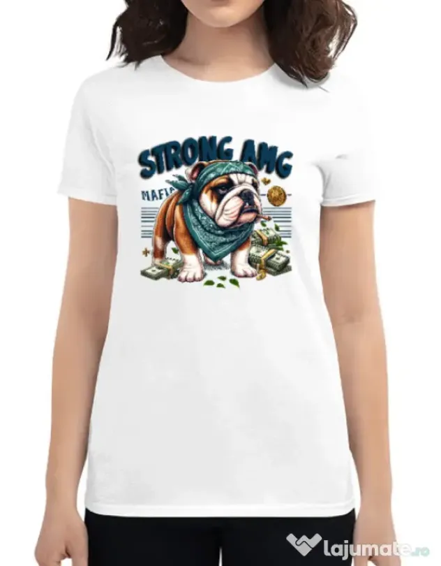 Tricou personalizat dama BULLDOG 09 Alb