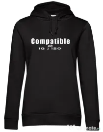 Hanorac dama cu gluga IQ tricou cu mesaj | CreativeSheep Negru