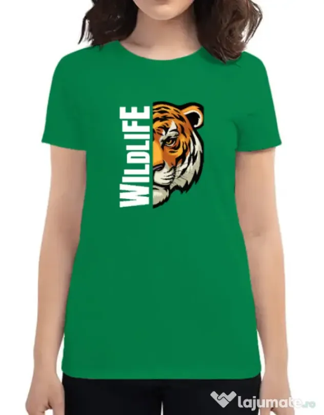 Tricou personalizat dama WildLife (dark) Verde mediu
