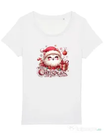 Tricou STANLEY STELLA dama Cat Christmas Alb