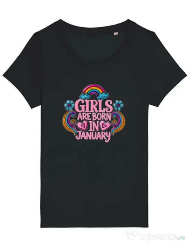 Tricou STANLEY STELLA dama Girls are born in ianuary 2 Negru