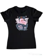 Tricou personalizat dama happy place Negru