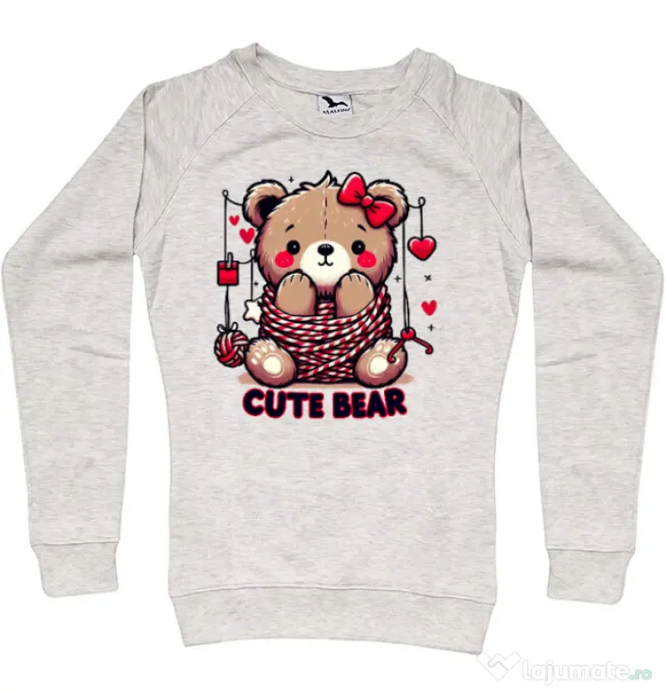 Bluza personalizata dama CUTE BEAR 1 Migdala melanj