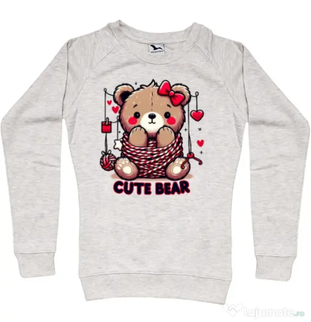 Bluza personalizata dama CUTE BEAR 1 Migdala melanj
