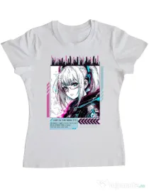 Tricou personalizat dama LOST IN THE NEON CITY Alb