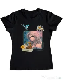 Tricou personalizat dama When the forest whispers Negru