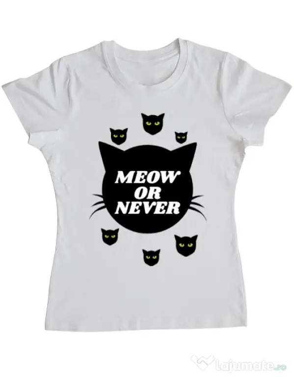 Tricou ADLER dama Meow or never Alb