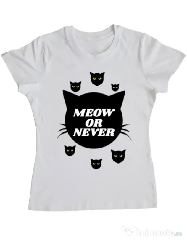 Tricou ADLER dama Meow or never Alb
