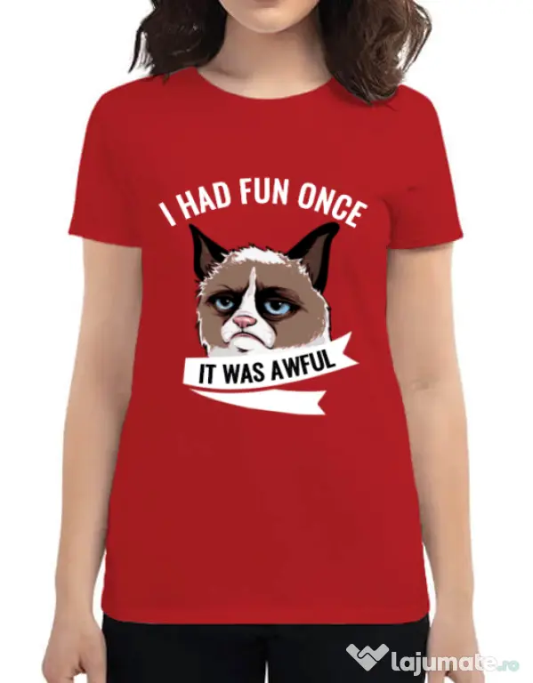 Tricou ADLER dama I had fun once Rosu