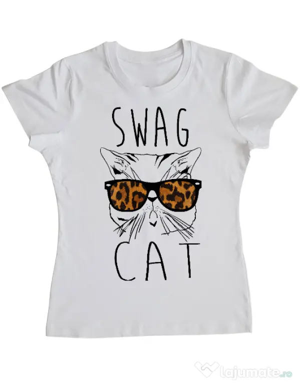 Tricou ADLER dama Swag cat Alb