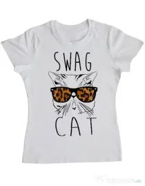 Tricou ADLER dama Swag cat Alb