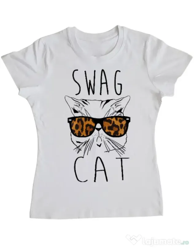 Tricou ADLER dama Swag cat Alb