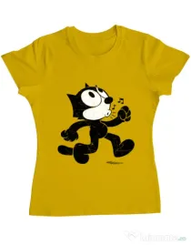 Tricou ADLER dama Felix the cat Galben