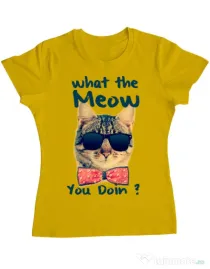 Tricou ADLER dama What the meow Galben