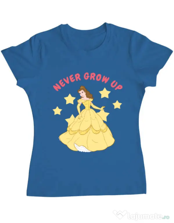Tricou ADLER dama Never grow up Albastru azuriu