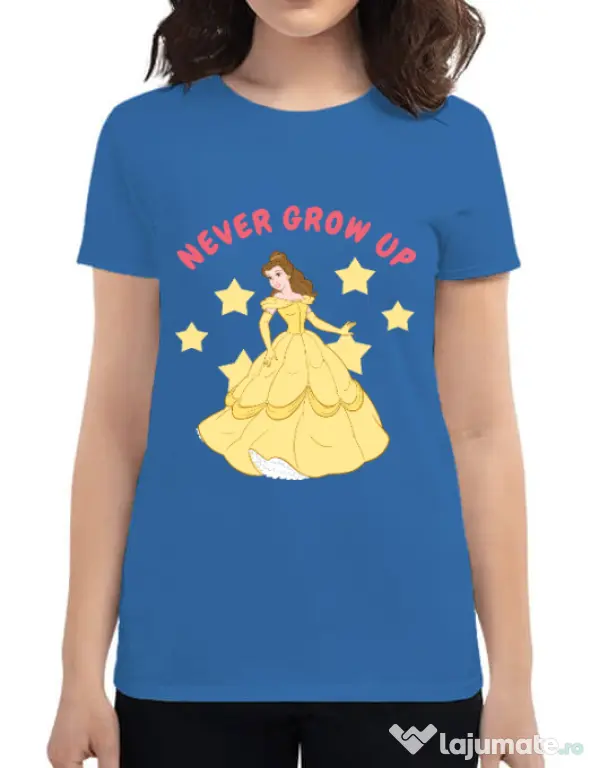 Tricou ADLER dama Never grow up Albastru azuriu