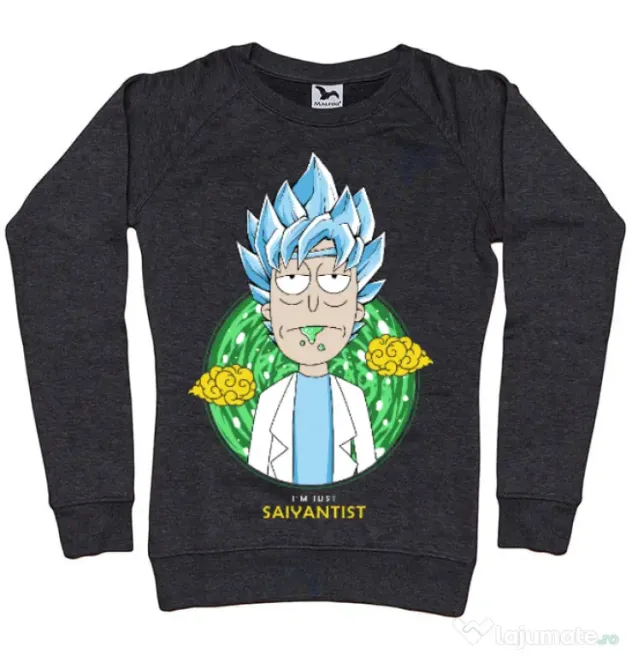Bluza ADLER dama I'm just saiyantist Negru melanj